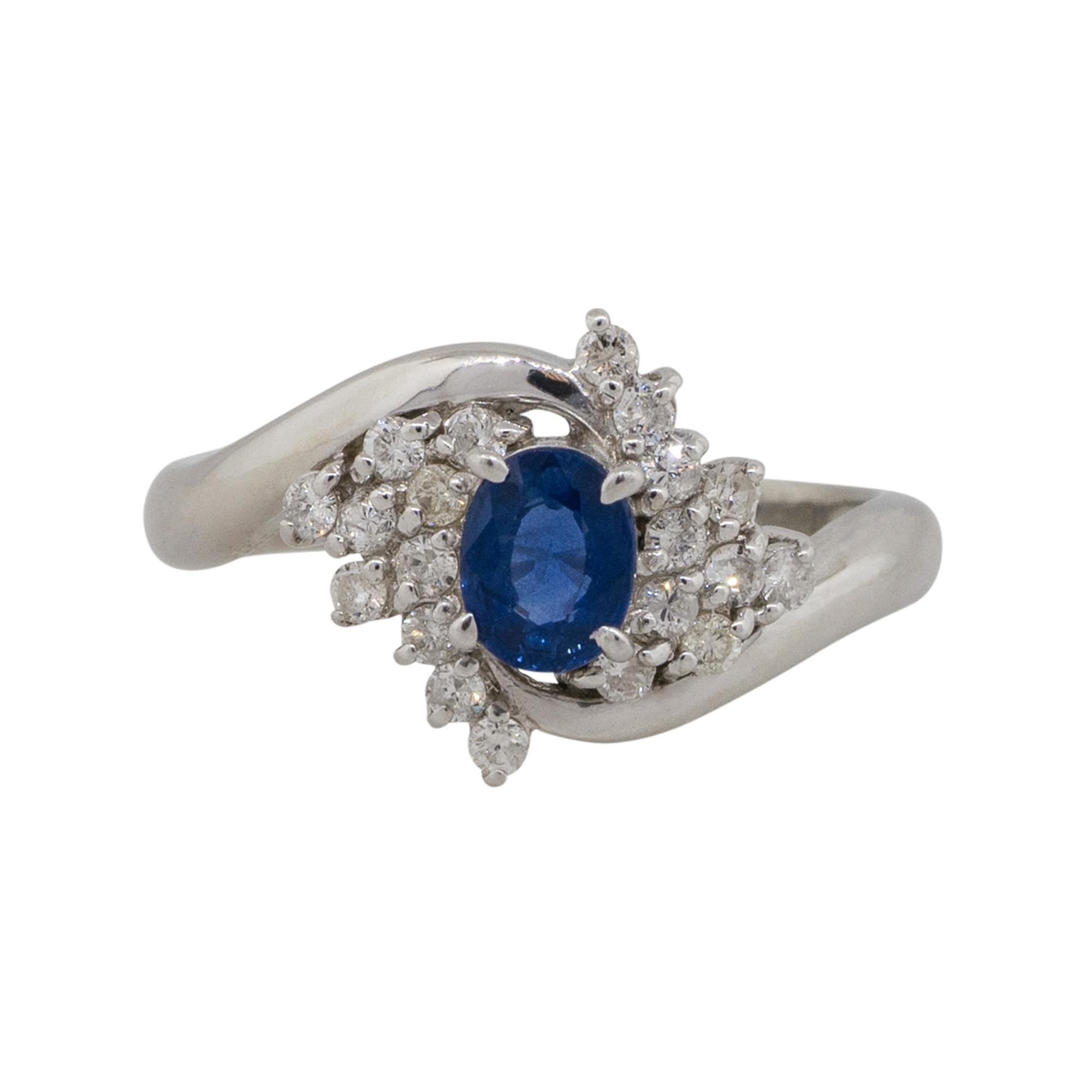 Anello a spirale con diamante zaffiro taglio ovale da 0,48 carati in stock in vendita 3