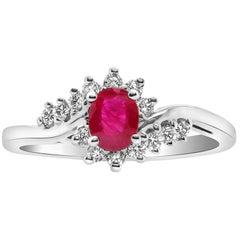 0.48 Carat Oval Ruby and Diamond Ring
