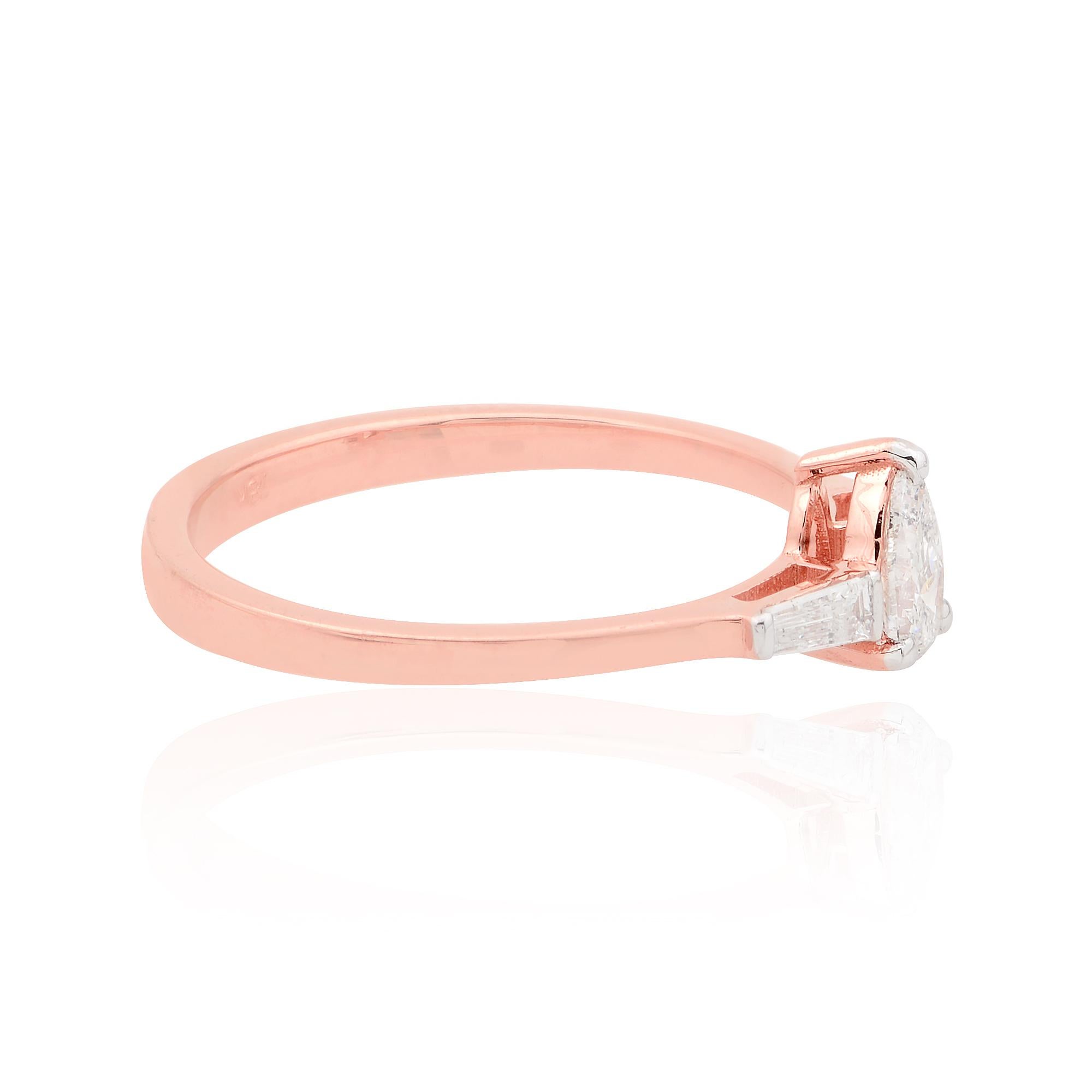 For Sale:  0.48 Carat Pear Baguette Diamond Band Ring Solid 18k Rose Gold Handmade Jewelry 3