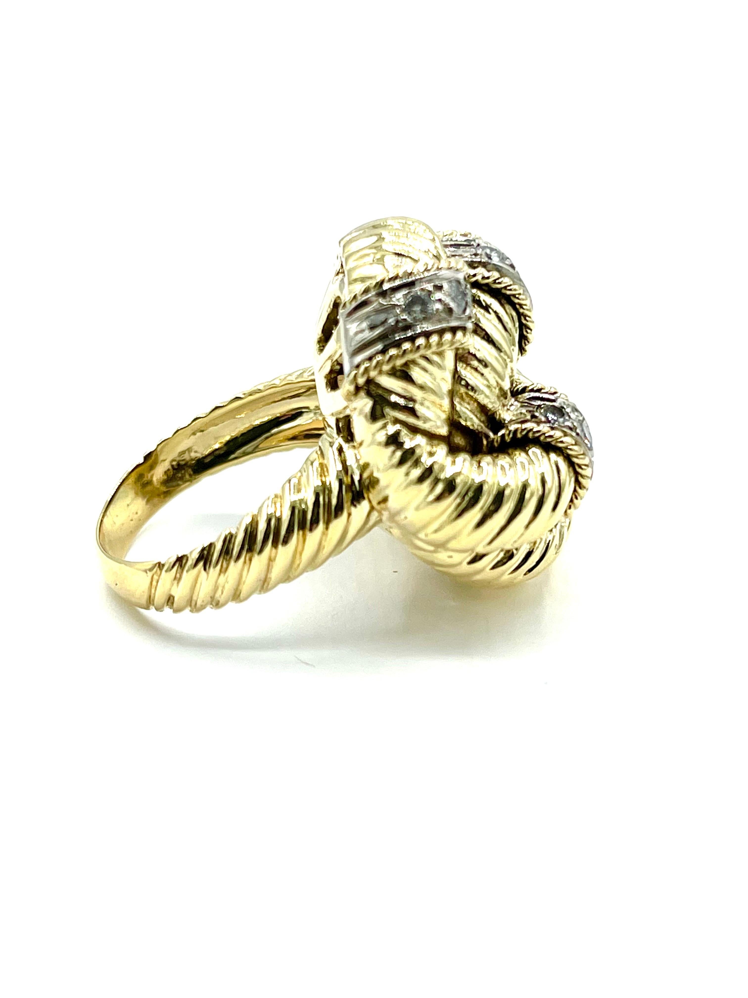 0.48 Carat Round Brilliant Diamond and 18K Yellow Gold Knot Cocktail Ring For Sale 4