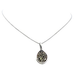 0.48 Carat Round Brilliant Y SI1 Diamond 14 Karat White Gold Pendant Necklace