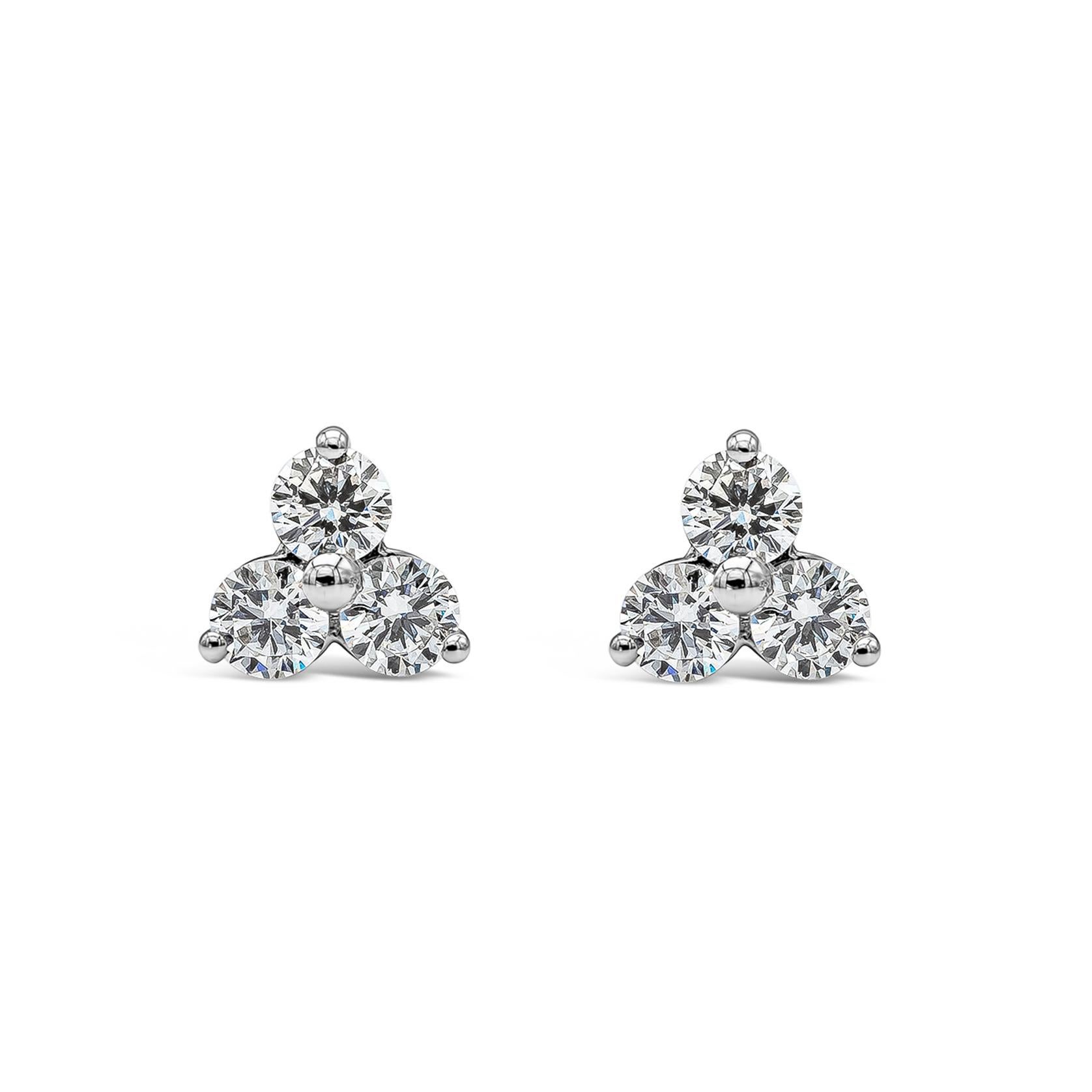 Roman Malakov 0.48 Carats Total Round Shape Diamond Cluster Stud Earrings