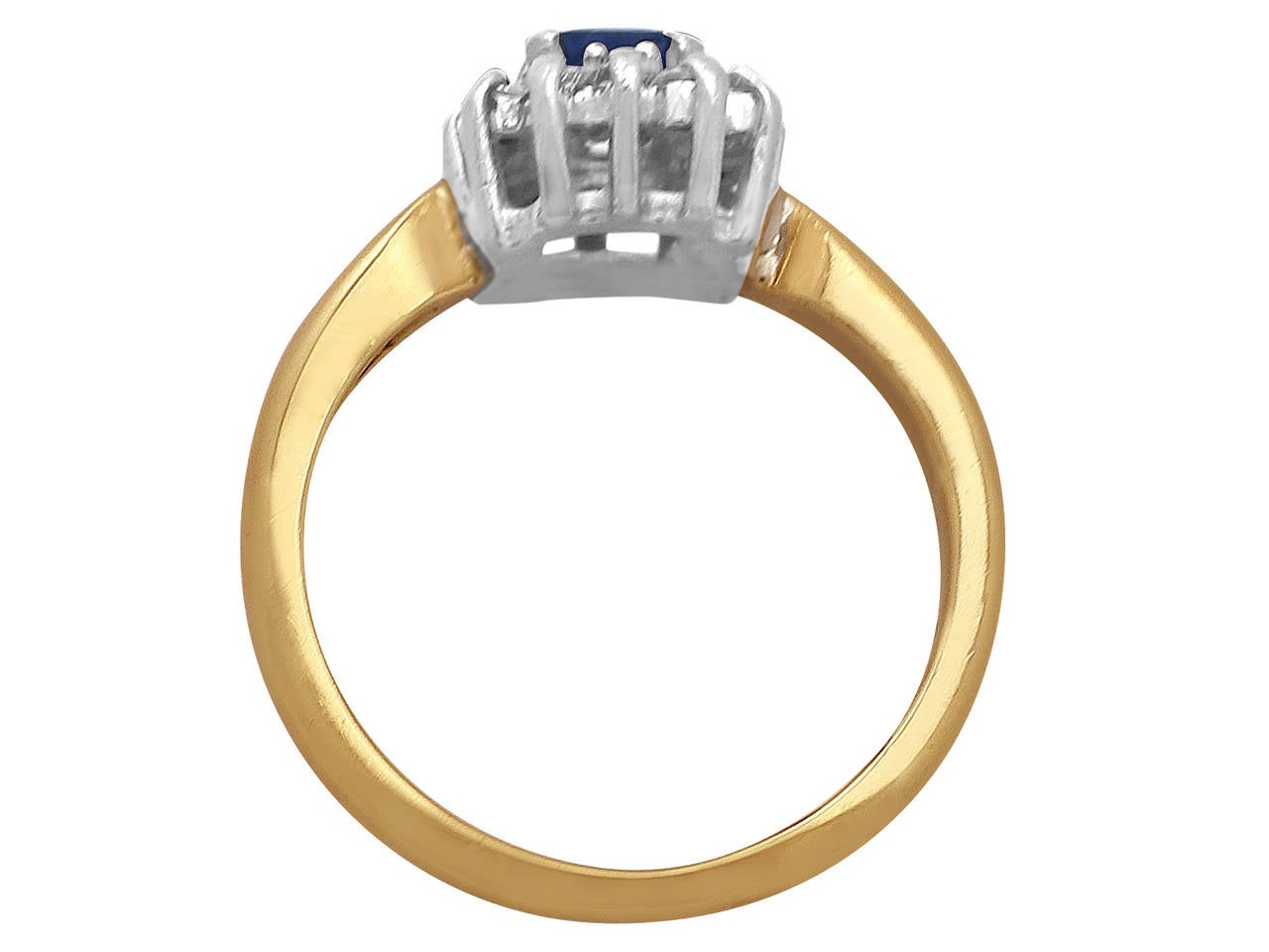 Women's 0.48 Carat Sapphire and 0.35 Carat Diamond, 18 Karat Gold Cluster Ring, Vintage