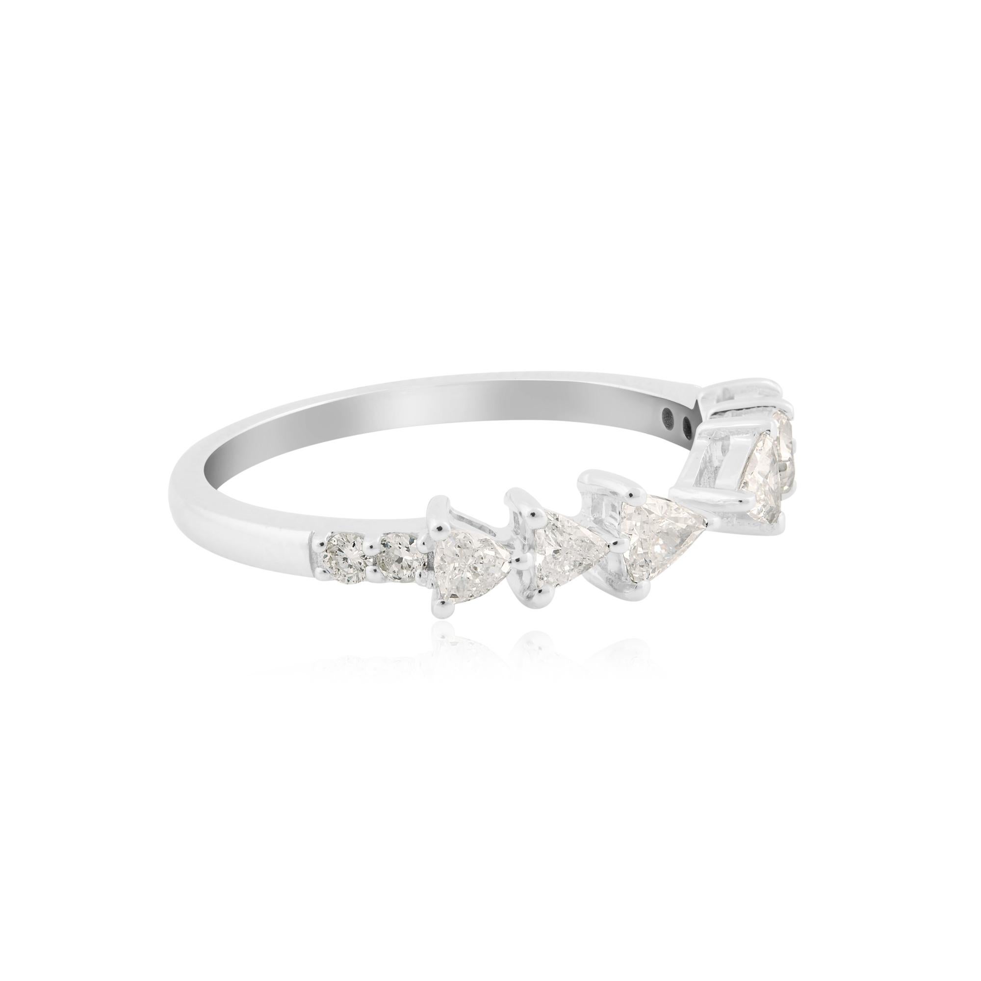 For Sale:  0.48 Carat SI Clarity HI Color Trillion Diamond Cuff Ring 18 Karat White Gold 2