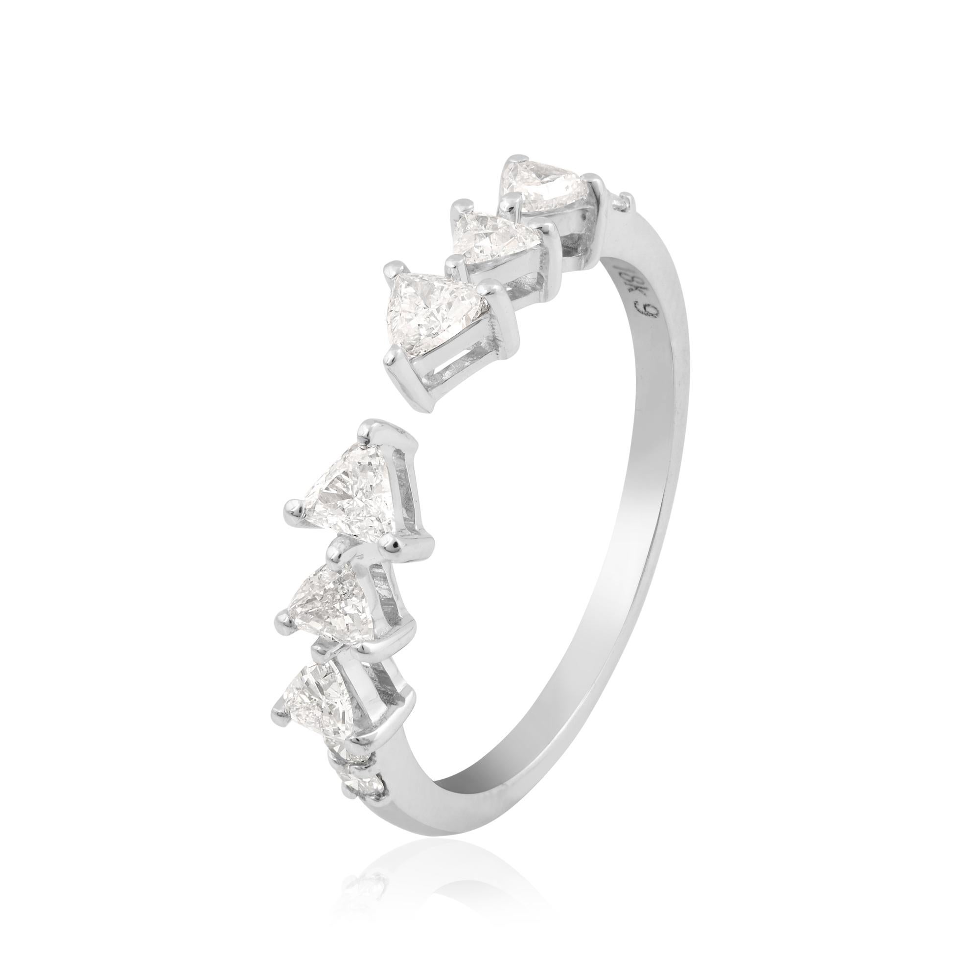 For Sale:  0.48 Carat SI Clarity HI Color Trillion Diamond Cuff Ring 18 Karat White Gold 3