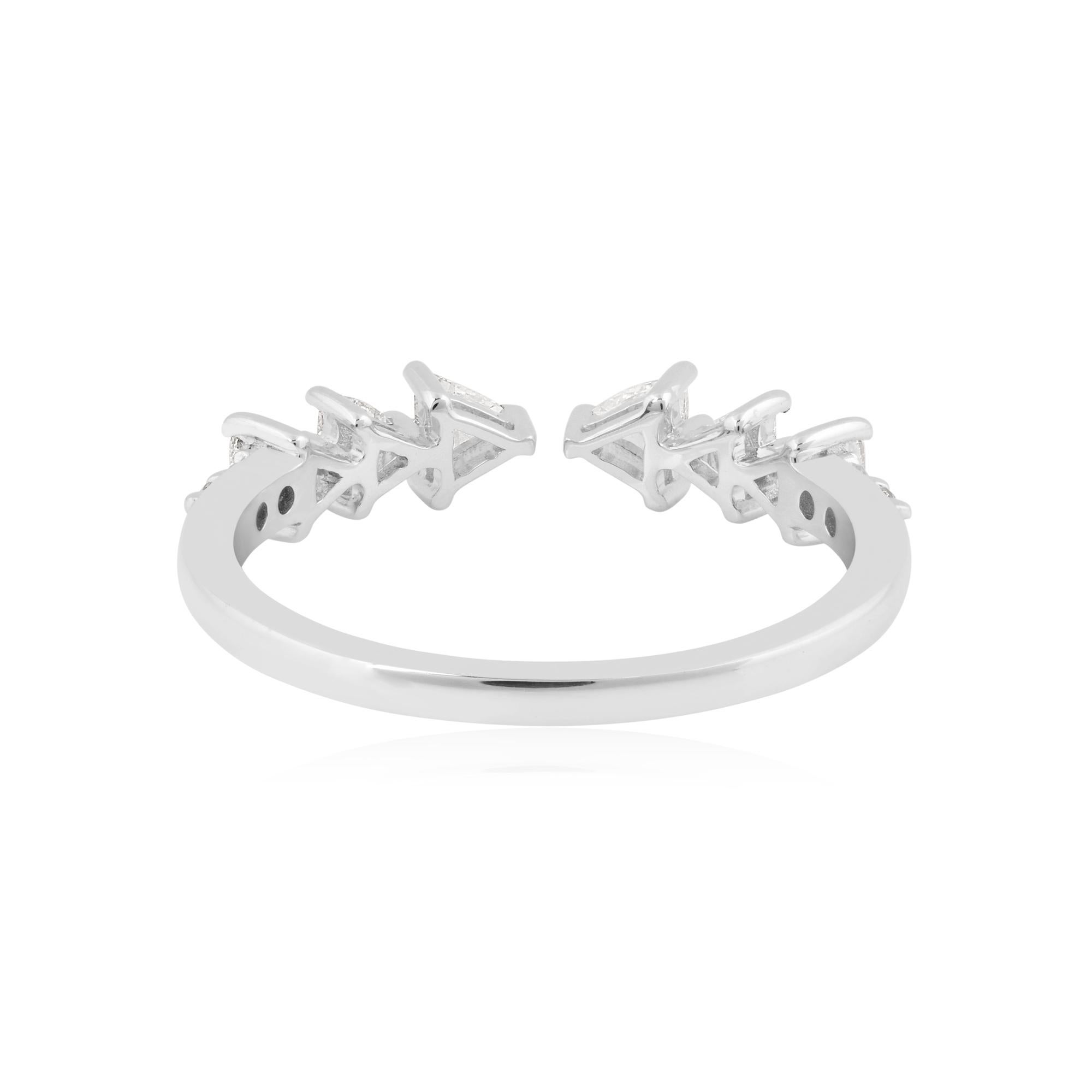 For Sale:  0.48 Carat SI Clarity HI Color Trillion Diamond Cuff Ring 18 Karat White Gold 4