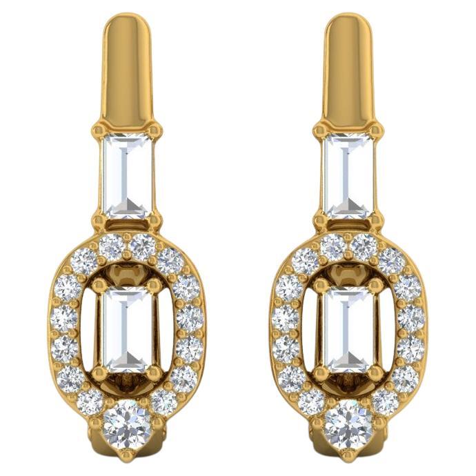 0.48 Carat SI/HI Baguette Diamond Hoop Earrings 18 Karat Yellow Gold Jewelry For Sale