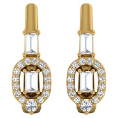 Créoles en or jaune 18 carats avec diamants taille baguette SI/HI de 0,48 carat
