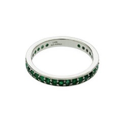 0.48 CT Natural Emerald14K White Gold Band Ring