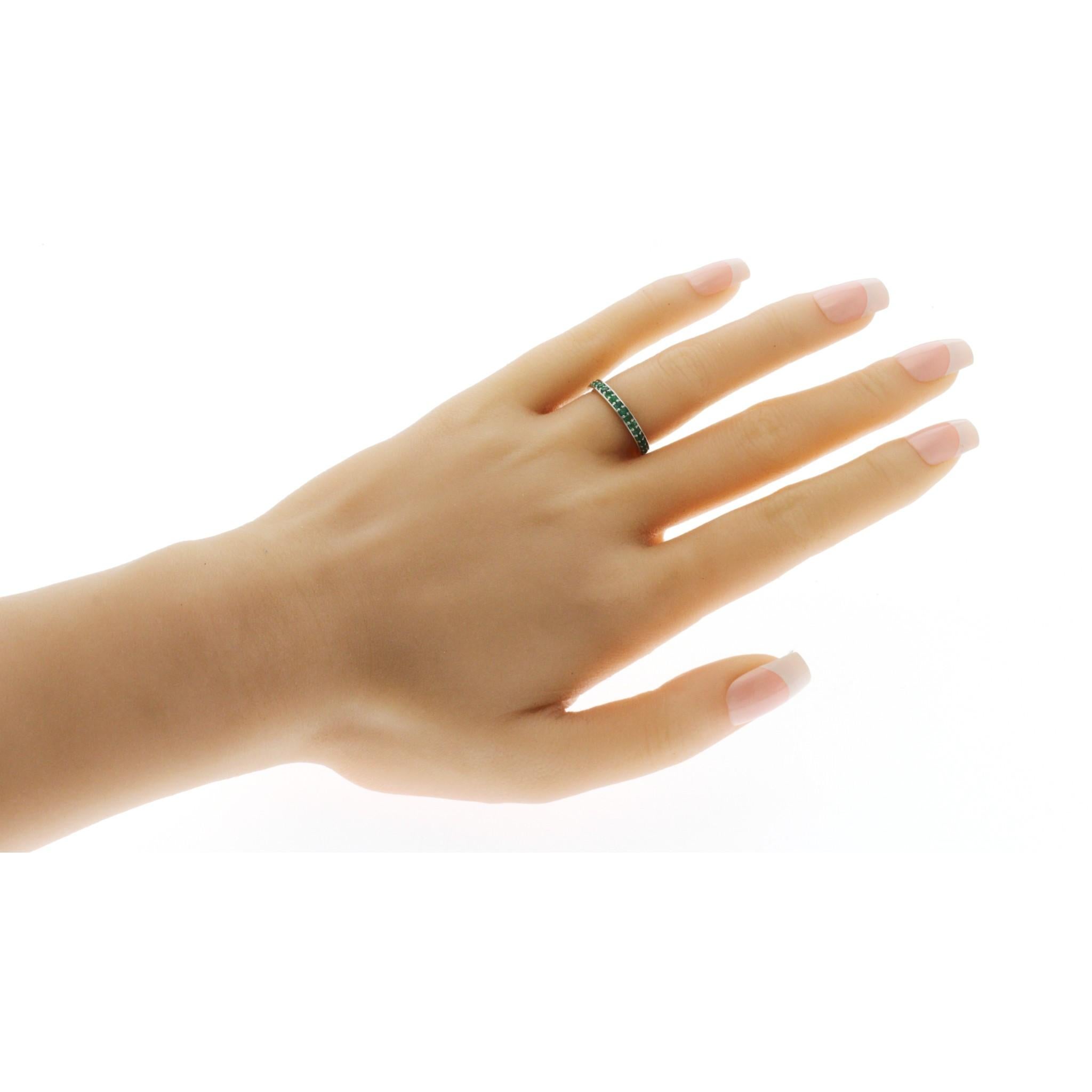 0,48 CT Natürlicher Smaragd14K Weißgold Band Ring für Damen oder Herren im Angebot