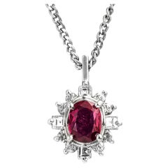 0.48 ct Natural Ruby and 0.26 ct Natural Diamonds Pendant, No Reserve Price