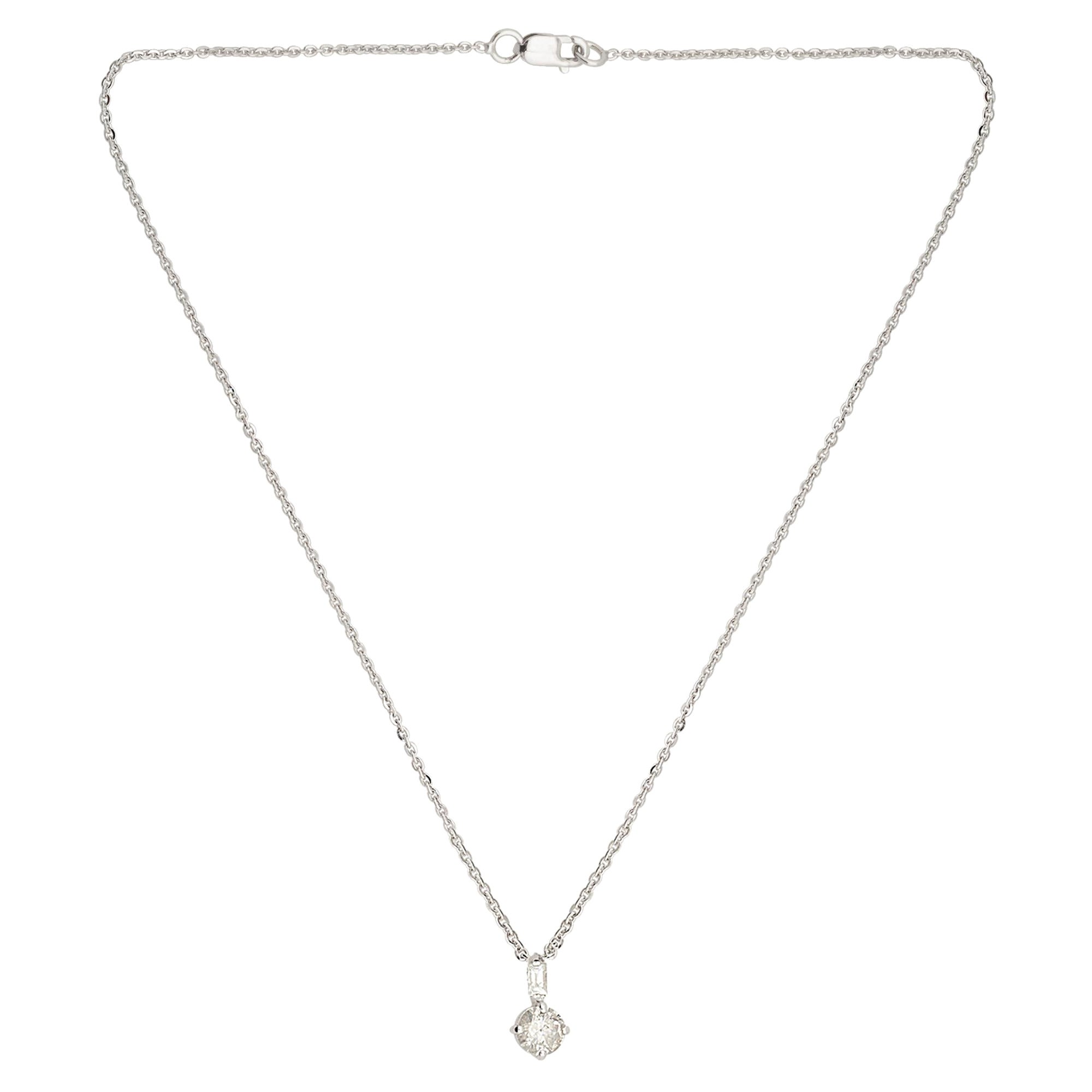 Collana con catena di diamanti solitari da 0,48 CTW in oro bianco massiccio 14k Regalo per lei