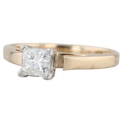 0.48ct Diamond Princess Solitaire Engagement Ring 14k Gold Size 5.75 Cathedral