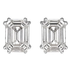 0.48ct Emerald Cut Mosaic Diamond Stud Earrings