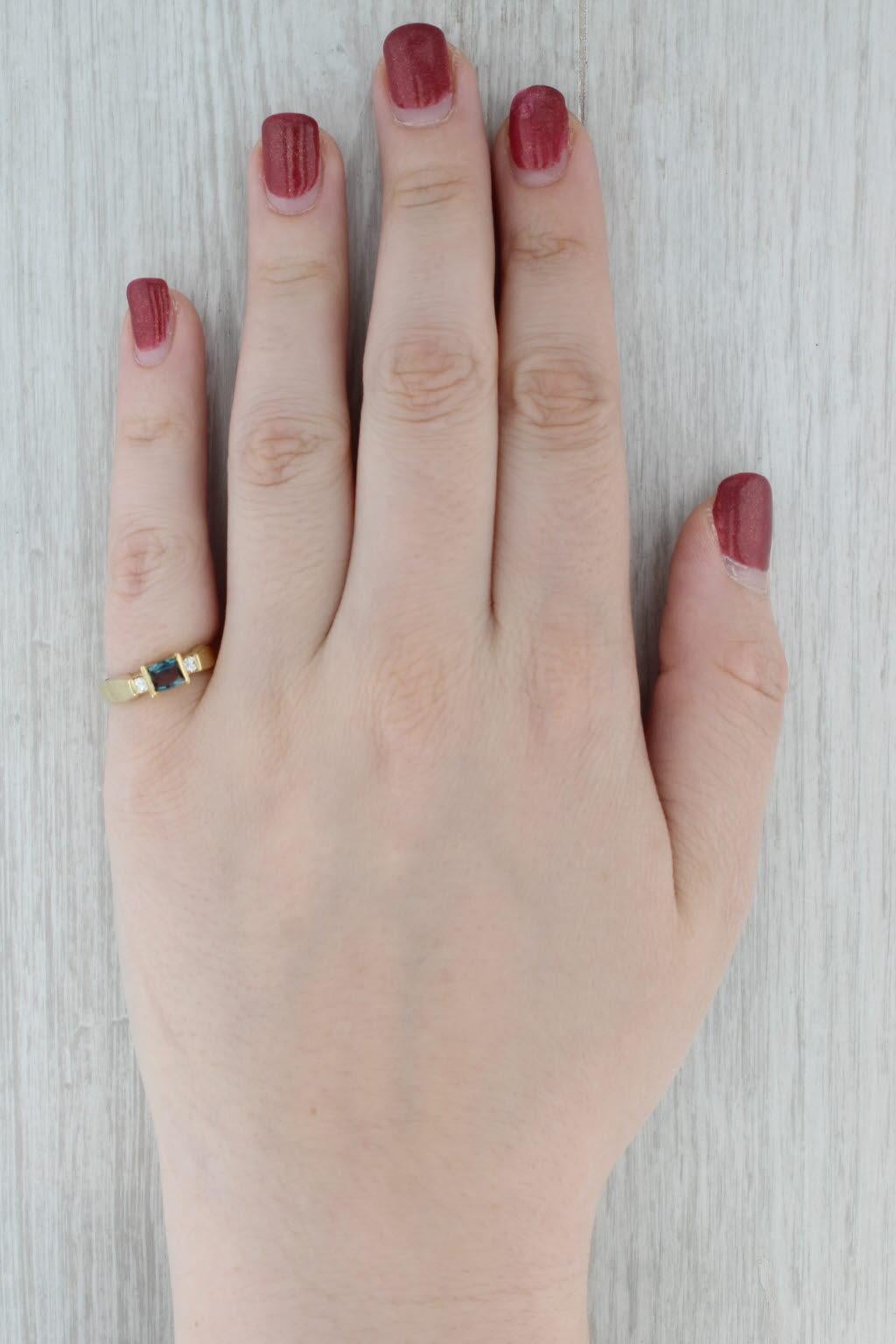 0.48ctw Alexandrite Diamond Ring 18k Yellow Gold Size 7 Stackable en venta 2