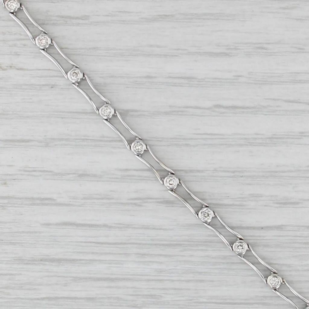 0.48ctw Diamond Bar Pulsera Link 14k Oro Blanco 7