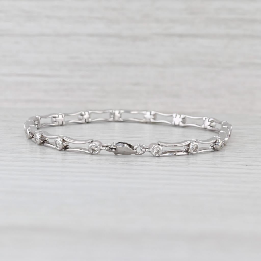 0.48ctw Diamond Bar Pulsera Link 14k Oro Blanco 7