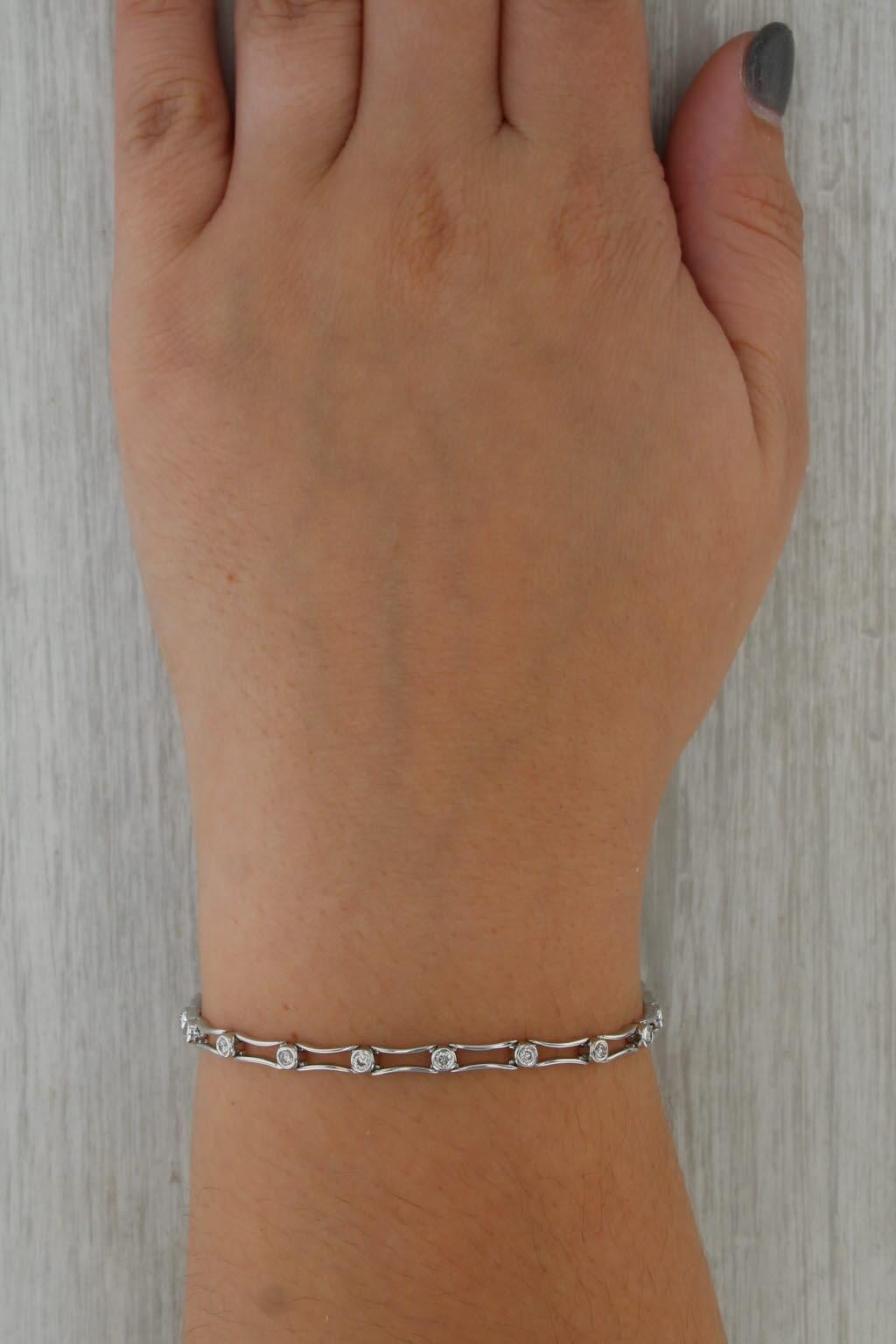 0.48ctw Diamond Bar Pulsera Link 14k Oro Blanco 7