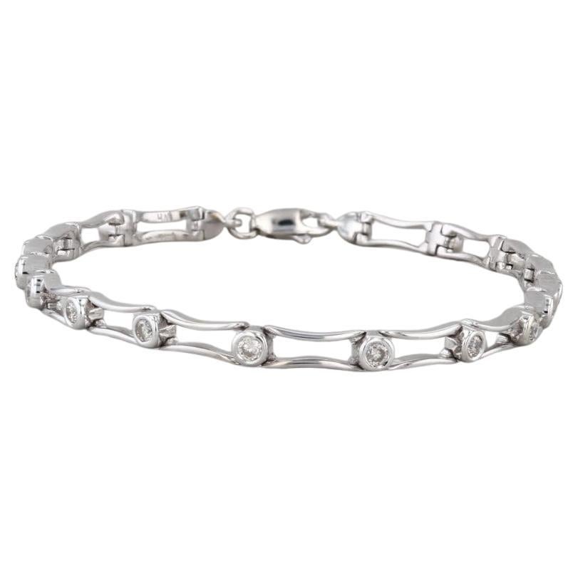 Bracciale A Link con diamanti da 0,48ctw in oro bianco 14k 7" 3,5mm