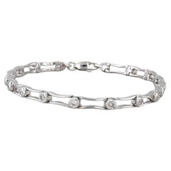 Bracciale A Link con diamanti da 0,48ctw in oro bianco 14k 7" 3,5mm