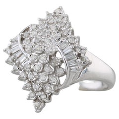 0.48ctw Diamond Cluster Cocktail Ring 14k White Gold Size 7.25