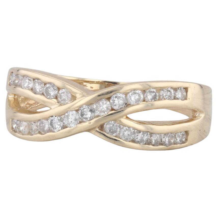 0.48ctw Diamond Criss Cross Ring 14k Yellow Gold Wedding Anniversary Band