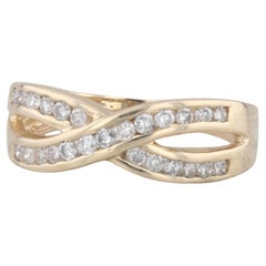 0,48 Karat Diamant Criss Cross Ring 14k Gelbgold Hochzeit Jahrestag-Ring