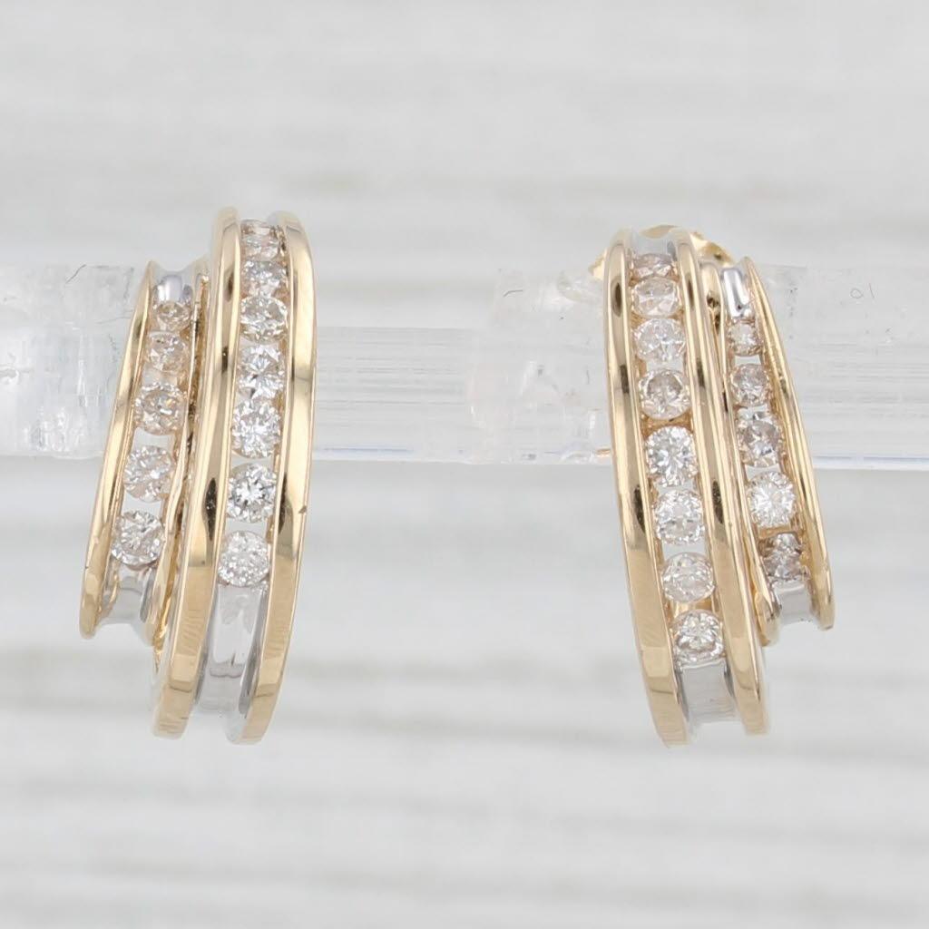 Gemstone Information:
- Natural Diamonds -
Total Carats - 0.48ctw
Cut - Round Brilliant
Color - G - H
Clarity - I1 - I3

Metal: 14k Yellow Gold
Weight: 4.4 Grams 
Stamps: 14k
Closure: Stick Posts & Butterfly Backs
Measurements: 15.5 x 6 mm
