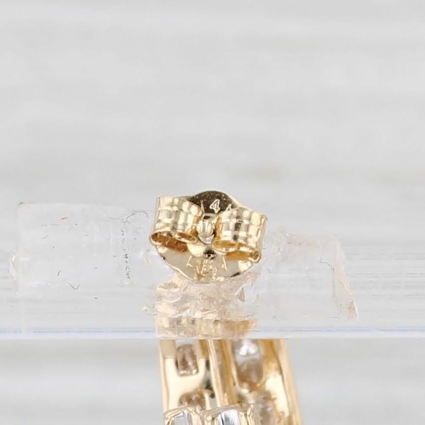Round Cut 0.48ctw Diamond J-Hook Double Hoop Earrings 14k Yellow Gold Small Drops