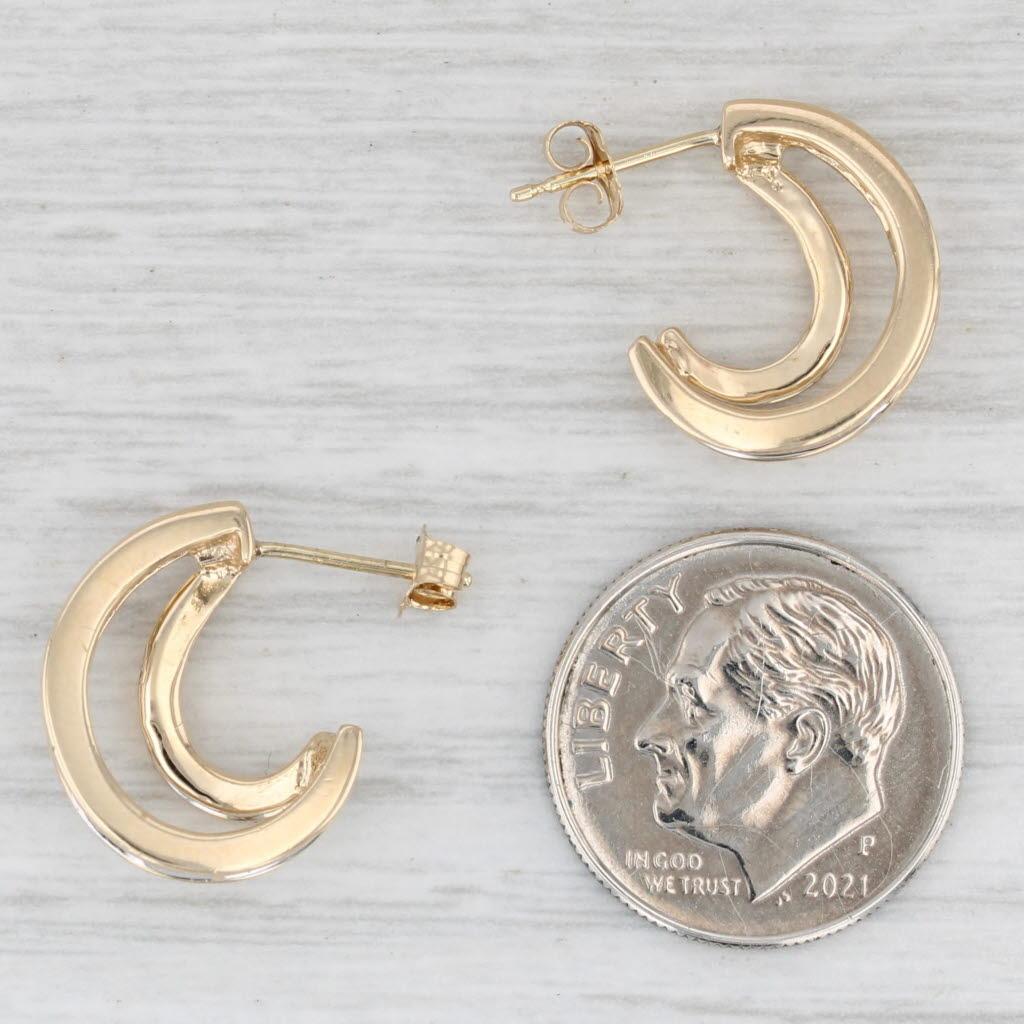 Women's 0.48ctw Diamond J-Hook Double Hoop Earrings 14k Yellow Gold Small Drops