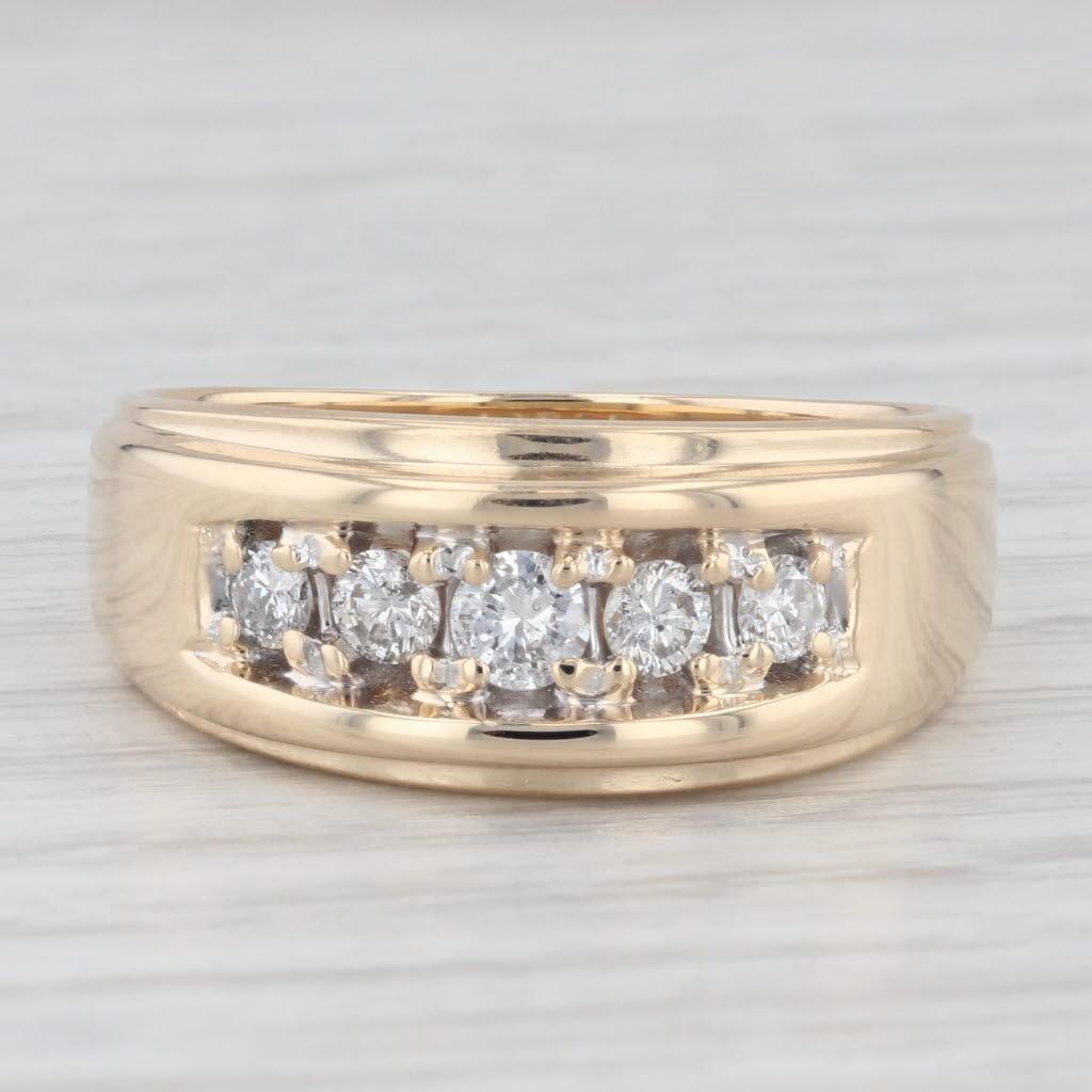 Gemstone Information:
- Natural Diamonds -
Total Carats - 0.48ctw
Cut - Round Brilliant
Color - F - G
Clarity - SI2 - I1

Metal: 14k Yellow Gold
Weight: 10 Grams 
Stamps: 14k S & S (Sandburg & Sikorski)
Face Height: 9.5 mm 
Rise Above Finger: 3.4