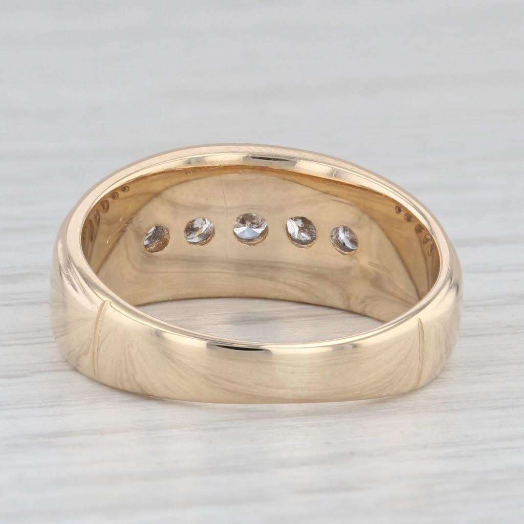 Round Cut 0.48ctw Diamond Men's Ring 14k Yellow Gold Size 10.25 Wedding Band For Sale