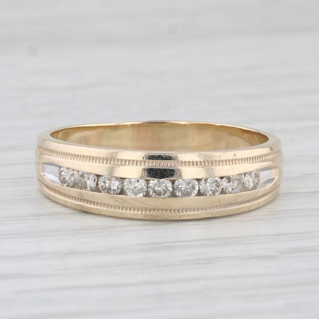 0.48ctw Diamond Men's Wedding Band 10k Yellow Gold Size 12.5 Ring For Sale 1
