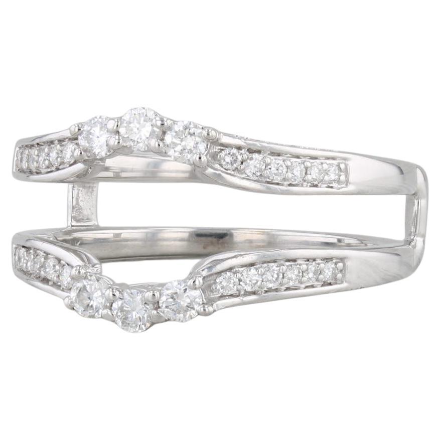 0.48ctw Diamond Ring Jacket 14k White Gold Size 7 Guard Enhancer Wedding Band For Sale