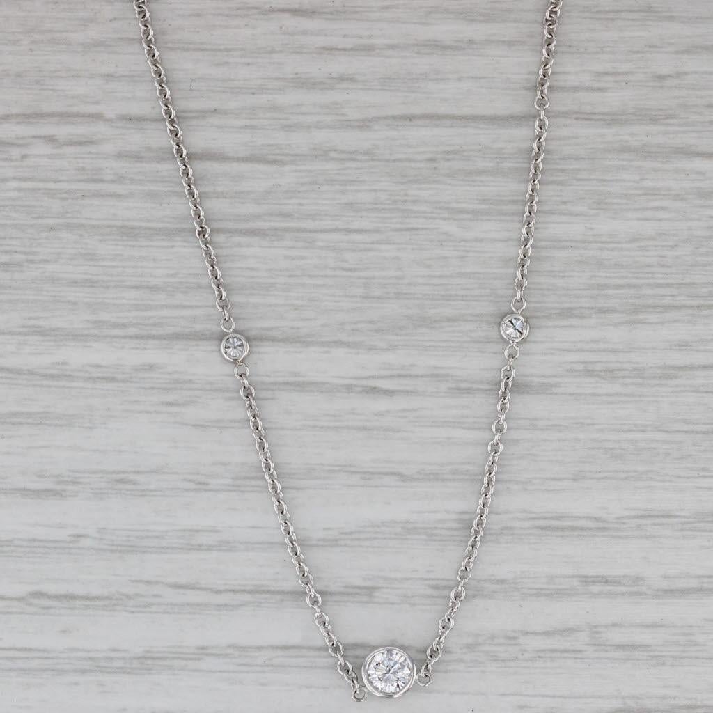 0.48ctw Diamond Station Necklace Collier à chaîne en or blanc 18k Bon état - En vente à McLeansville, NC
