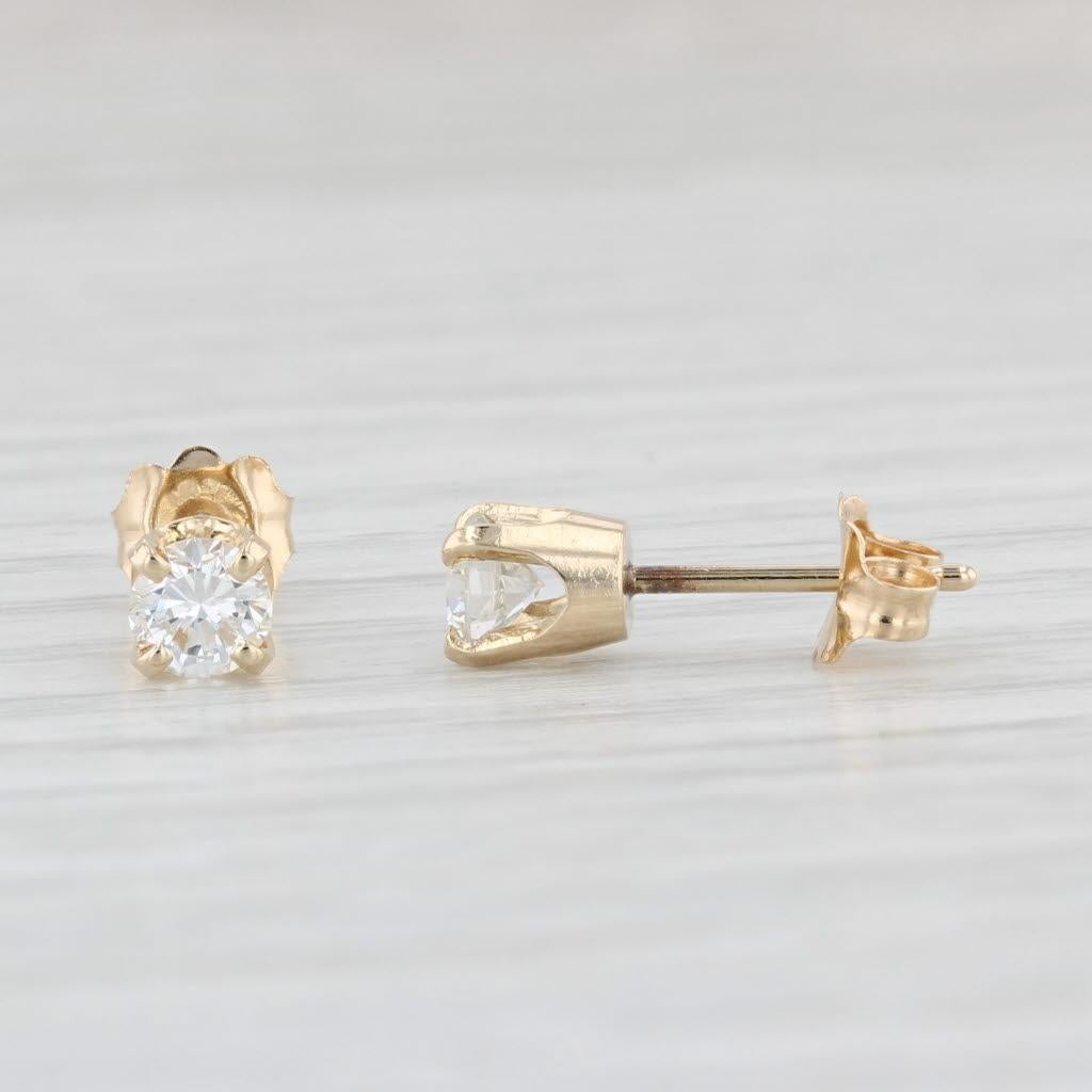 Women's 0.48ctw Diamond Stud Earrings 14k Yellow Gold Round Solitaire Studs For Sale