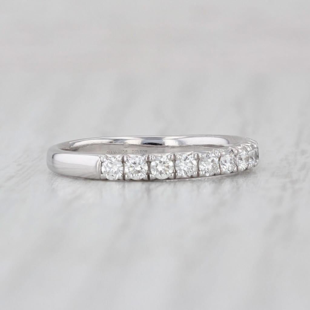 0.48ctw Diamond Wedding Band 14k White Gold Size 5 Stackable Anniversary Band Unisexe en vente