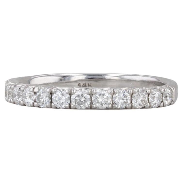 Fascia nuziale con diamante da 0,48 carati in oro bianco 14k Taglia 5 Impilabile per Anniversario