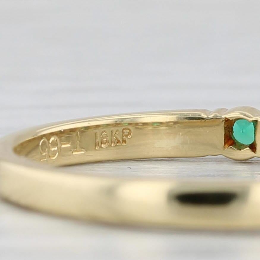 Round Cut 0.48ctw Emerald Diamond Stackable Ring 18k Yellow Gold Size 6.25 Wedding Band