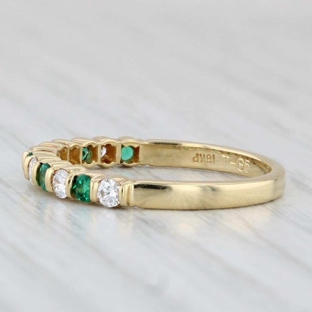 0.48ctw Emerald Diamond Stackable Ring 18k Yellow Gold Size 6.25 Wedding Band In Good Condition In McLeansville, NC
