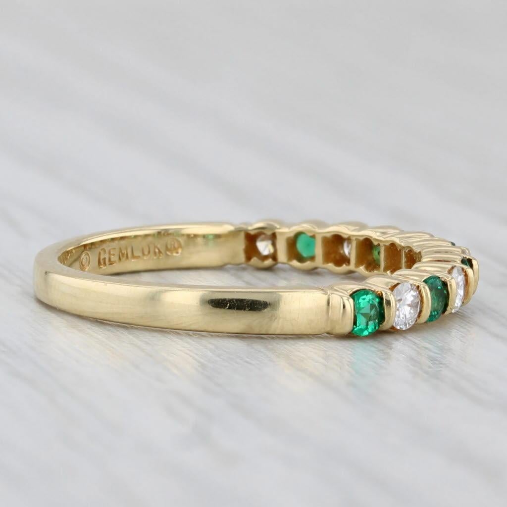Women's or Men's 0.48ctw Emerald Diamond Stackable Ring 18k Yellow Gold Size 6.25 Wedding Band