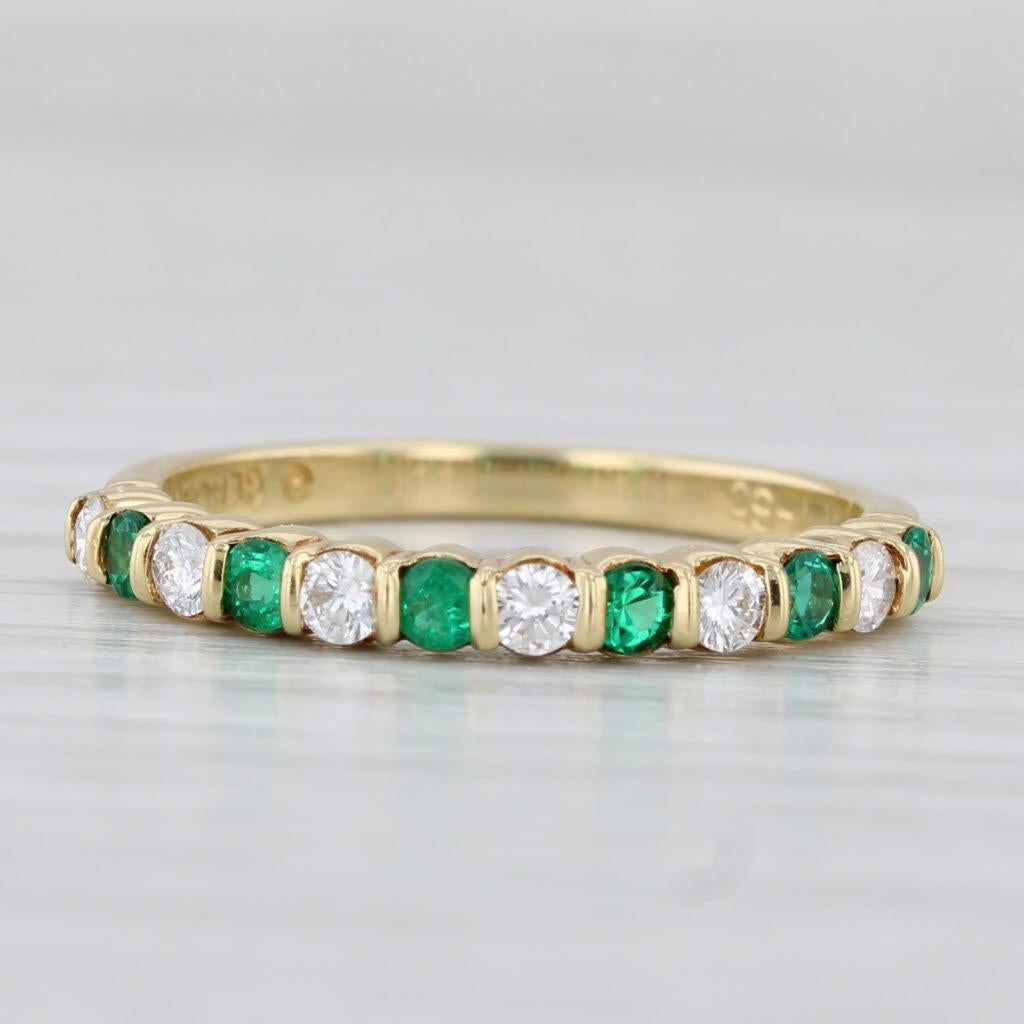 0.48ctw Emerald Diamond Stackable Ring 18k Yellow Gold Size 6.25 Wedding Band 1