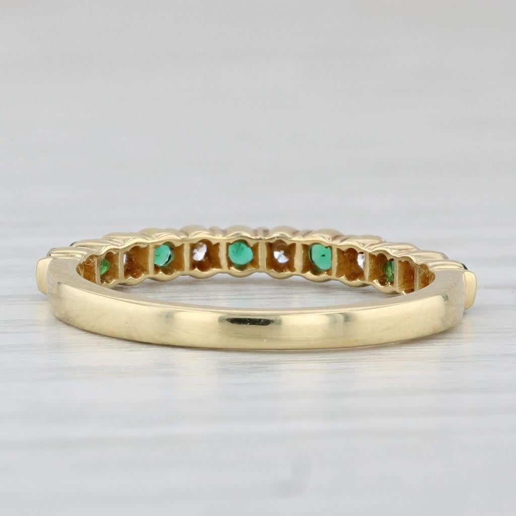0.48ctw Emerald Diamond Stackable Ring 18k Yellow Gold Size 6.25 Wedding Band 2