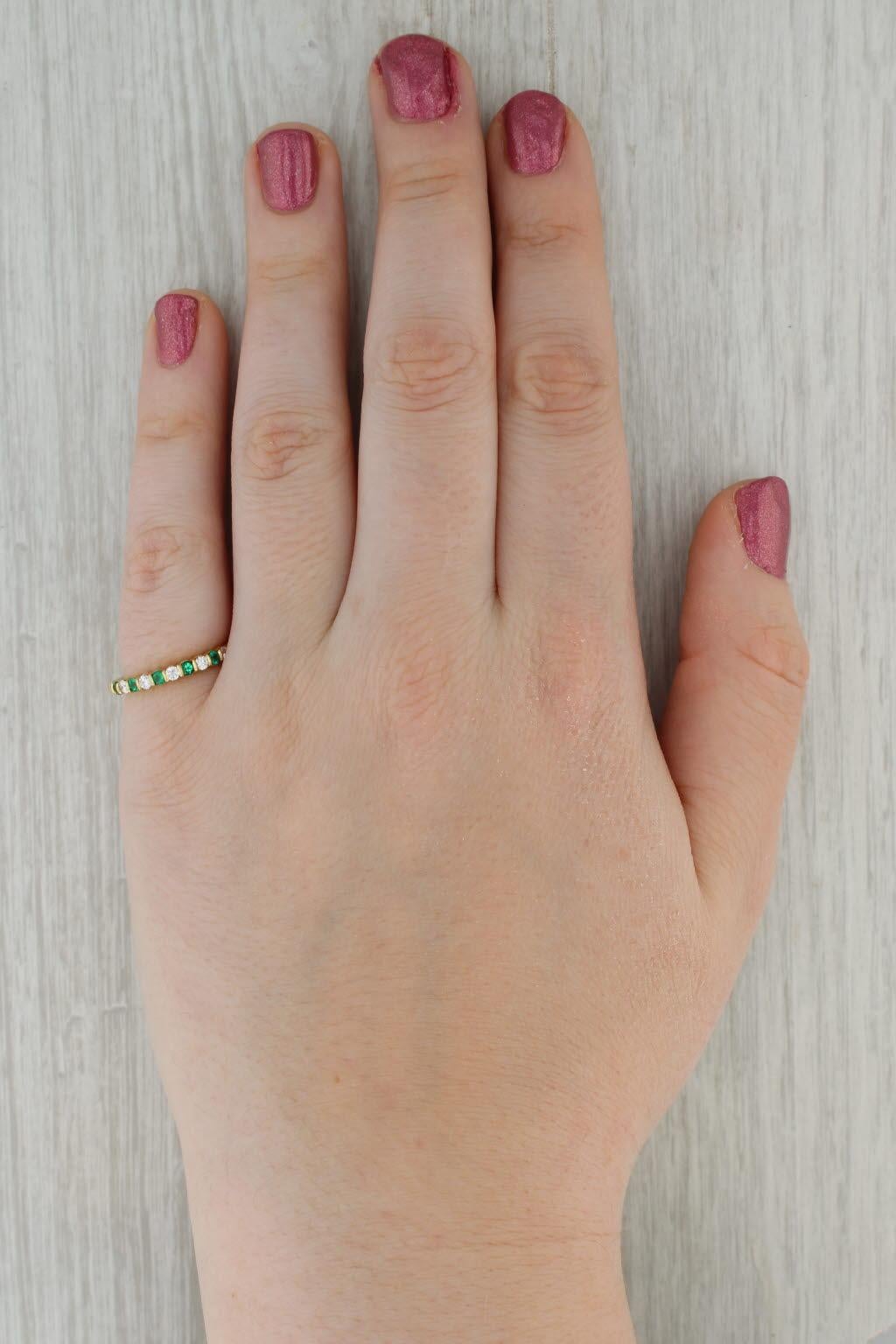 0.48ctw Emerald Diamond Stackable Ring 18k Yellow Gold Size 6.25 Wedding Band 4