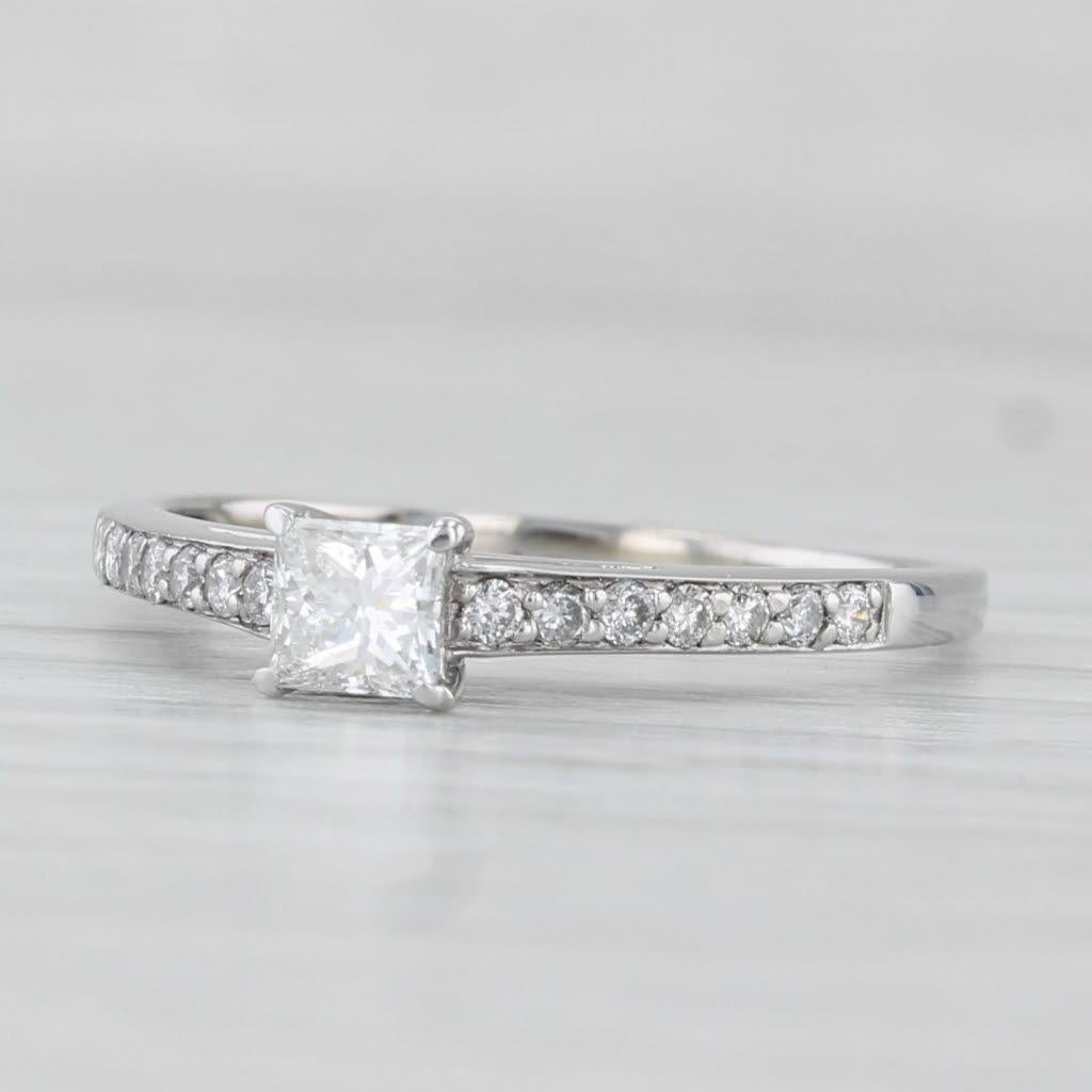 0.48ctw Princess Diamond Engagement Ring 18k White Gold Size 7.5 en venta 1