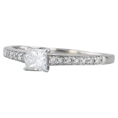0.48ctw Princess Diamond Engagement Ring 18k White Gold Size 7.5