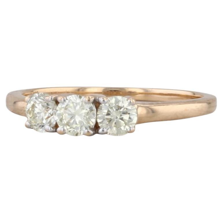 0.48ctw Yellow Diamond 3-Stone Ring 18k Yellow Gold Engagement Size 6.25