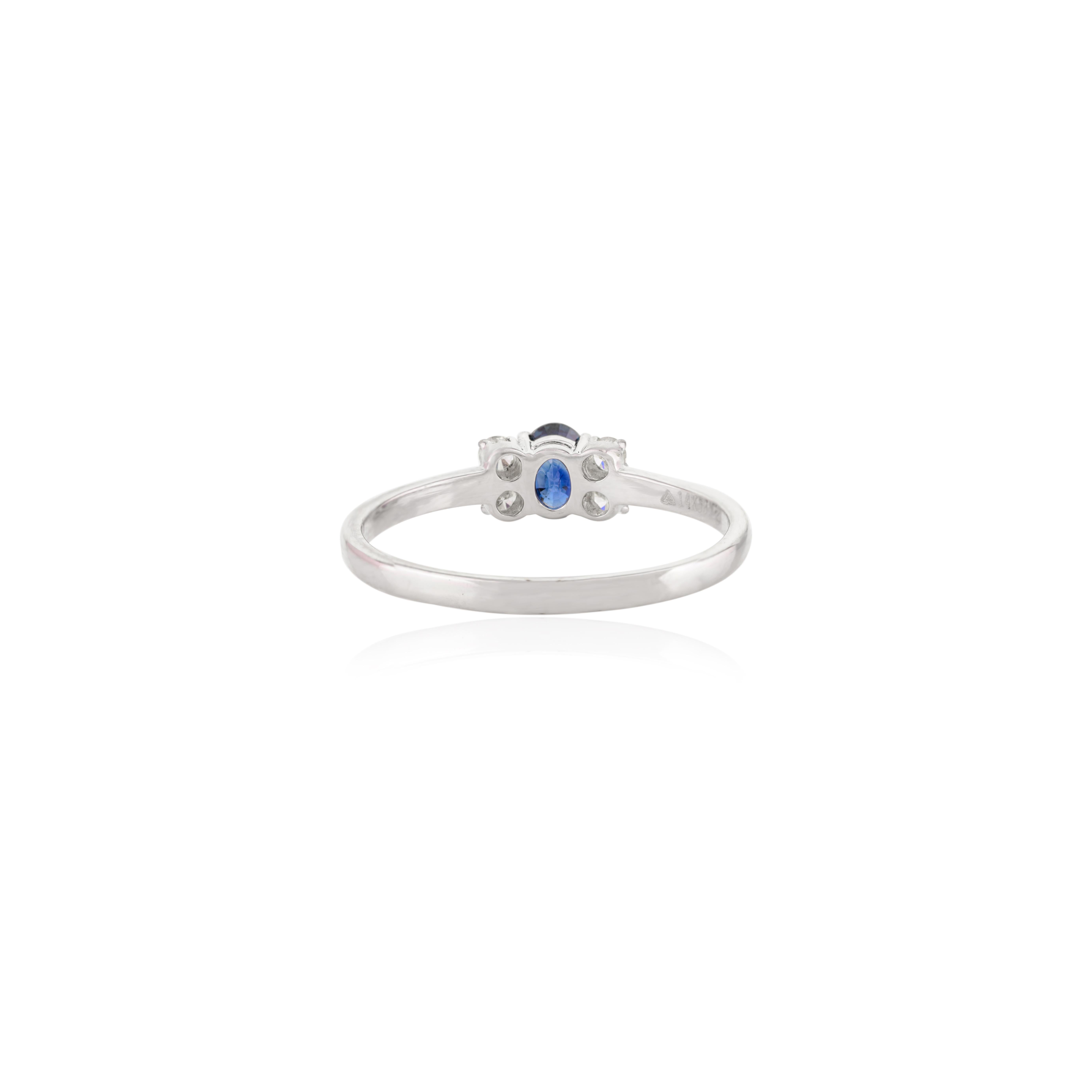 For Sale:  0.49 Carat Blue Sapphire and Diamond Everyday Ring in 14k Solid White Gold 4