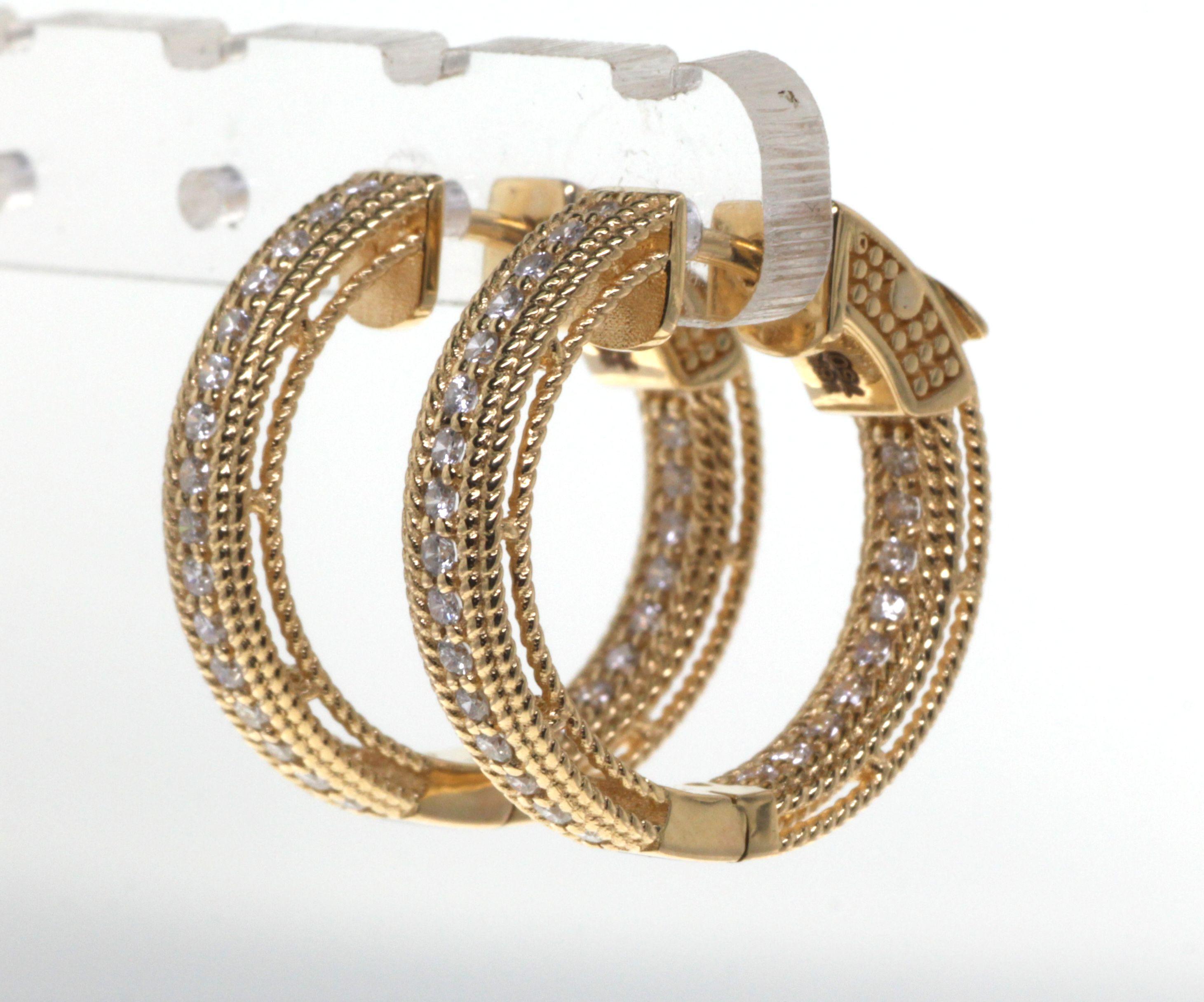 0.50 Carat Diamond Hoop Earrings in 18K Yellow Gold 1