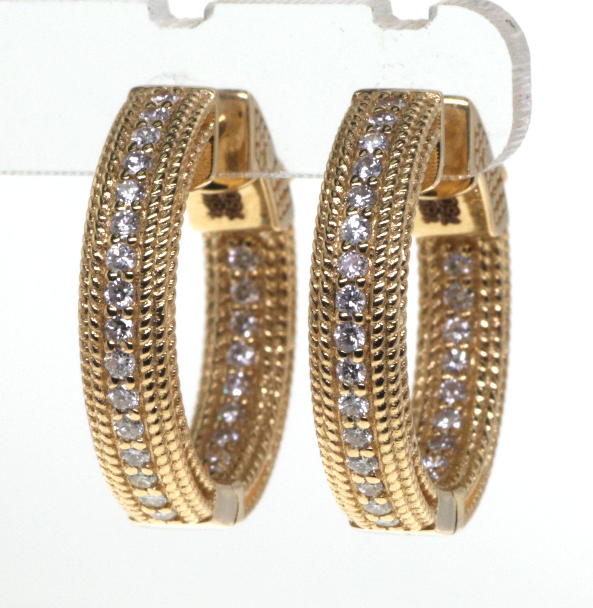 0.50 Carat Diamond Hoop Earrings in 18K Yellow Gold 2